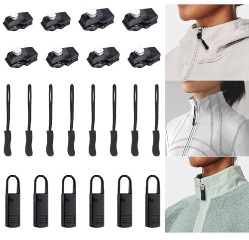 Richluck Reißverschluss Reparaturkit, Zipper-Ziehen Universal Ersatz Instant Zip Fixer, 3 Größenerweiterung & Fixierfixierschieber für Gepäck, Rucksäcke, Jacken, Geldbörsen, Handtaschen