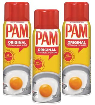 3x PAM Original Kochspray - 3 Stück Canola Öl Antihaft-Spray, 170g