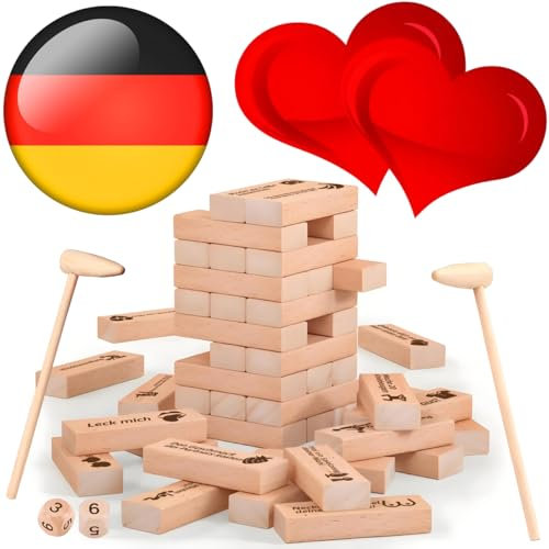 BLOOOK Stapelspiel,Paar Spiele für Paare,Paarspiele,Wackelturm Holz,Stapelspiele,Partner Spiele für Erwachsene, Frauen,Männer,Partner Geschenke