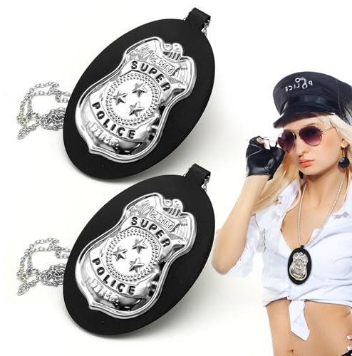 TUONYIS 2 Piezas Policía Insignia Accesorios Disfraz Policia Policía Juguete Kit Placa de policía Policía Disfraz Swat para Adulto Niños Halloween Fiesta Carnaval Juego de Roles Accesorios (negro)