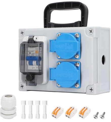 Quadro Elettrico da Cantiere, Distributore di Corrente da Cantiere, Cofanetto Elettrico di Cantiere 230 V, 16A Distributore di Corrente da Parete, Quadro Elettrico Esterno,per Industria, Edilizia
