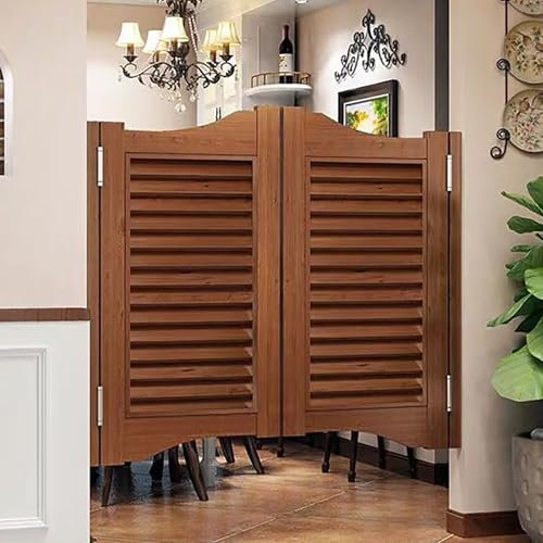 TRAGLO Porta Saloon Legno Cucina Ristorante Partizione Moderno Porte A Battente con cerniere in metallo Porte oscillanti Chiusura automatica per scale da cucina Negozio Bar(Marrone,140x90cm(55.1x35.4i