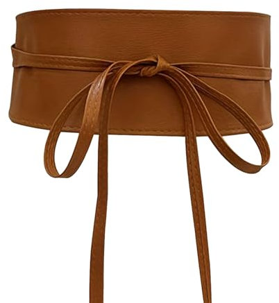 XDGBGFN Bindegürtel Damen Mittelalter Brauner Breit Gürtel Taillengürtel Band Wickelgürtel für Kleid (Braun)