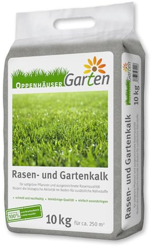 OPPENHÄUSER Chaux pour gazon 10kg jusqu'à 250m² – pour gazon et | amélioration du sol, repousse la mousse et les champignons, renforce les racines, effet longue durée