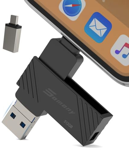 USB Stick für iPhone 512gb-4 in 1 Speicherstick (iPhone/Type C/USB),Snapstick mobiler Speicher iPhone-USB Stick für Handy,Foto Speicherstick-Externer Speicher iPhone,Photostick,Schwarz