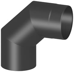 Ofenrohr/Rauchrohr Winkel/Bogen 90 Grad ohne Tür, Durchmesser 130 mm schwarz