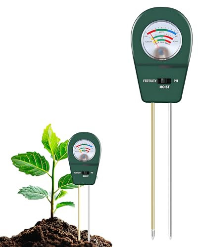 Luthando Feuchtigkeitsmessgerät Pflanzen, 3 in 1 Bodenmessgeräte für PH, Feuchtigkeit und Fruchtbarkei, PH-Messer, Boden Bodentester für Garten, Landwirtschaft, Rasen, Kein Batterien erforderlich