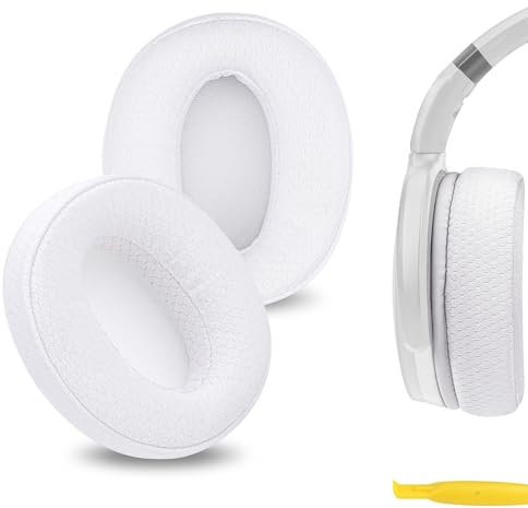 Geekria Comfort Mesh Fabric Replacement Ear Pads for Sennheiser HD 4.50BT/ 4.50BTNC/ 4.40BT/ 4.30G/ 4.20S/ 458BT/ 450/ 450BT/ 400S/ 350BT Headphones, Ear Cushions (White)