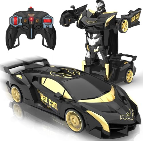 Mieryd Voiture Télécommandée Transformable Bat Jouet Enfant 3 4 5 6 7 8 Ans | 2 en 1 Voiture Radiocommandée RC Robots, 360° Rotation Voiture de Course Jeux Extérieur Fille Garcon Cadeau Anniversaire Noël