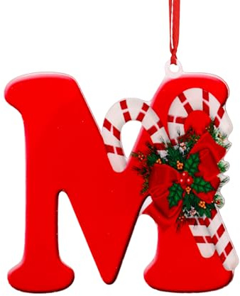 Weihnachtsbaumschmuck Buchstaben, 26 Buchstaben Personalisierter Weihnachtsbaumschmuck Hängender Anhänger für Partys Zuhause Basteln Dekorationsbedarf (M)