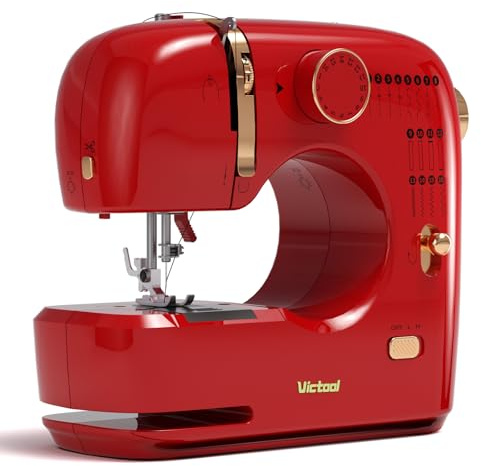 Semplice Macchina da Cucire per Principianti con 16 Punti, Ago Doppio, Cucitura All'indietro, Avvolgimento Automatico della Bobina, Pedale, Elettrica Portatile per Il Fai da Te e I Lavori Creativi
