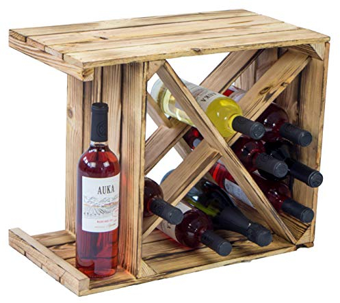 Kisentkolli Altes Land geflammtes Weinregal X Maße 50x40x27cm Regalkiste Flaschenablage Weinregal Apfelkiste/Weinkiste (1er Set Weinregal X geflammt)