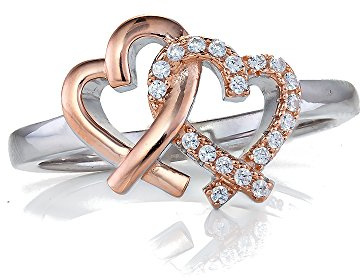 Orphelia Damen-Ring 925 Silber teilvergoldet Zirkonia weiß Rundschliff - ZR-7250