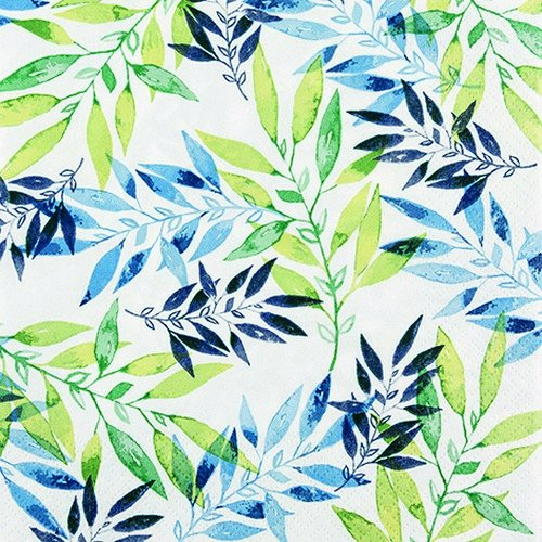 20 Servietten Blätter auf Wasserfarben gr?n/Pflanzen/Natur 33x33cm
