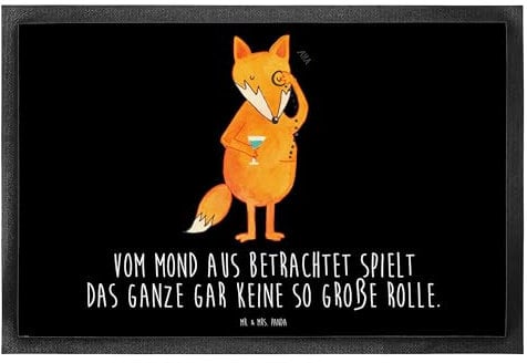 Mr. & Mrs. Panda 40 x 60 cm Fußmatte Fuchs Lord - Geschenk, Cocktail, Fußabstreifer, Liebeskummer Geschenk, Schmutzfangmatte, Motivation Spruch,