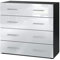 Vladon Sideboard Pavos, Kommode mit 4 Schubladen, Schwarz matt/Weiß Hochglanz (76 x 72 x 35 cm)