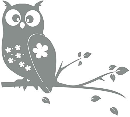 kleb-Drauf® | 1 Eule auf AST | Grau - matt | Wandtattoo Wandaufkleber Wandsticker Aufkleber Sticker | Wohnzimmer Schlafzimmer Kinderzimmer Küche Bad | Deko Wände Glas Fenster Tür Fliese