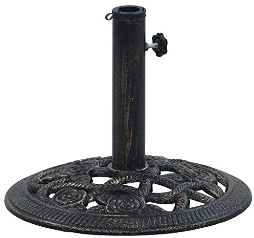 vidaXL Sonnenschirmständer Schirmständer Sonnenschirmfuß Schirmhalter Sonnenschirmhalter Sonnenschirm Ständer Rund Schwarz Bronze 9kg 40cm Gusseisen