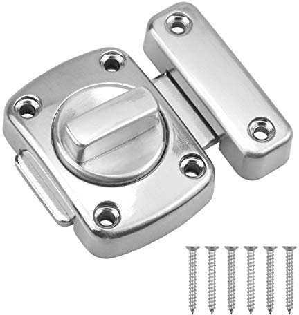 Kissral Loquet Porte Petit Serrures Verrouillage Porte de Sécurité Verrous en Alliage de Zinc Loquet pour Porte Salle de Bains Chambre Toilette avec 6 Vis