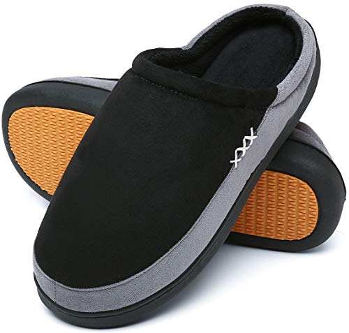Mishansha Pantofole Uomo Invernali Ciabatte Donna Invernali da Casa Ciabatte Pelose Calde Memory Foam Babbucce Nero, Gr.44 EU