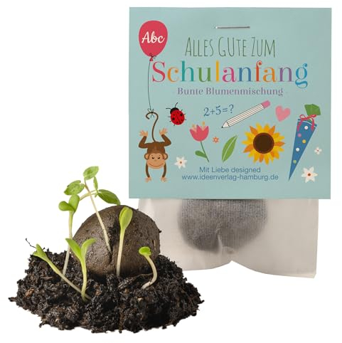 10x Einschulung Samenbomben als Geschenk zur Einschulung / Schulanfang Schultüte Seedbombs Samenkugeln Aufmerksamkeit Mitgebseltüten Geschenktüten Grundschule Give-aways Saatkugeln Kleinigkeit