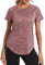 Wayleb Sport Tshirts Damen Atmungsaktiv Kurzarm Sportshirt Rundhals Activewear T-Shirt Laufshirt Trainingsshirt Back Mesh Schnell Trocken Funktionsshirt Sportoberteilet, Rotwein L