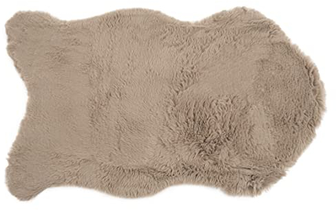 CB Home & Style Kunstfell Dekofell Teppich rosa grau Taupe Creme Sitzkissen Lammfellimitat Felloptik Verschiedene Größen (Taupe, 60 x 180 cm)