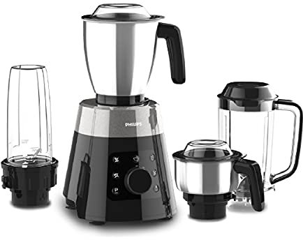 PHILIPS HL7777/00 750W Mixer Grinder with 4 Jars (Metallic Silver and Bold Black, Large)