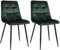 CLP 2er Set Esszimmerstuhl Tilde, Küchenstühle gepolstert mit gestepptem Bezug, Polsterstühle mit Metallgestell, bis 150 kg belastbar, Farbe:grün, Material:Samt