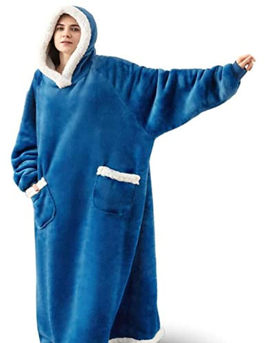 Kuscheldecke Mit ärmeln Flauschig, Decke Mit ärmeln Baumwolle Hoodies Für Damen Warm Fleece Blanket Hoodie Wearable Blanket übergröße Ohne Bund Von Casual Sweatshirts Tragbare Decke TV Sweatshirt