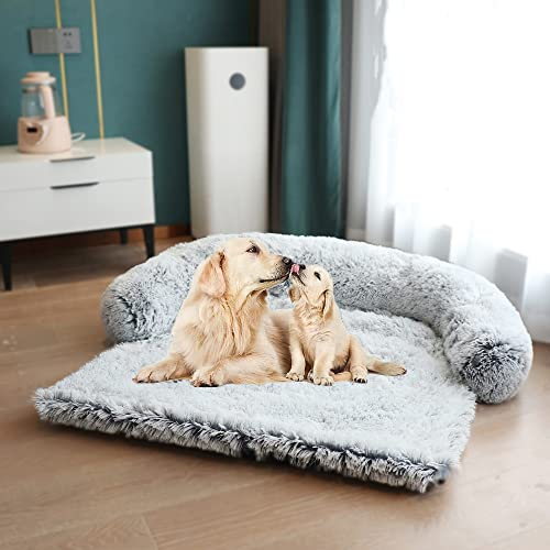 MUYYIKA Hundedecke Hundebett Flauschige, Waschbar Sofaschutz für Grosse Hund Katzen,Hundematte Hundesofa Hundekissen Katzenbett Decke Super Softe Plüsch Zwinger Mit Reißverschluss,M ,Grey
