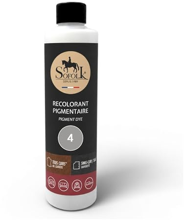 Sofolk - Peinture Cuir/Simili-Cuir - Recoloration pour Cuir Abimé, Rayé, Giffré, Décoloré - Volant de Voiture, Siège Auto, Canapé, Chaussure, Veste et Vêtements (500ml, 04-GRIS)