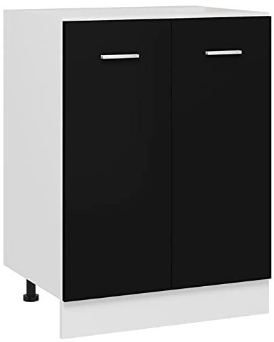 Chenshu Armario Inferior de Cocina, Mueble Cocina, Armario Despensero Cocina, Alacenas Y Vitrinas, Alacena De Cocina, Cocina Muebles, de aglomerado Negro 60x46x81,5 cm