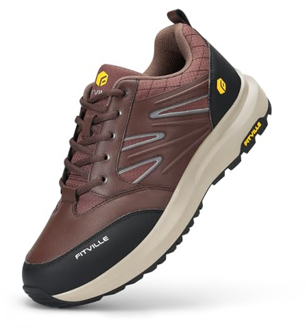 FitVille Anchos Zapatos de Senderismo Hombre para Correr Impermeable Exterior Zapatillas de Deporte Ligeras Transpirables con Soporte para Arco