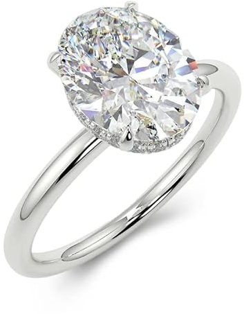 BEBEWO Echt Goldring 375 585 750 Verlobungsring Hochzeitsringe für Damen, 2ct Oval Moissanit Solitar Ring Ewigkeitsring für Sie