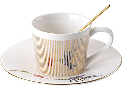 RUNLAIKEJI Keramik-Kaffeetasse, 237 ml, hitzebeständig, Kolibri-Gold, wiederverwendbar