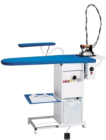 EOLO Tavolo da Stiro Professionale TS03 RA Piano Riscaldato Aspirante Caldaia in Rame Ferro con Paravapore Termostato Braccetto Stiramaniche Aspirante e Riscaldato 112x42 cm Efficienza Energetica A++