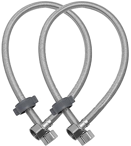 GOIYZTTR Pack de 2 Manguera Trenzada de Acero Inoxidable 1/2 Tubería de Plomería de Agua Flexible Para Tubo Flexible para Baño Fregadero de Cocina(1/2 * 60cm)