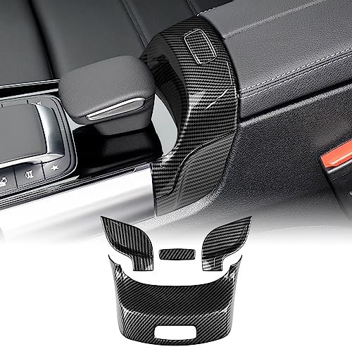 KUNGKIC ABS Auto Zentralsteuerung Armlehne Box Rahmen Dekorative Aufkleber Innenbereich Compatible with Mercedes Benz B Klasse W247 GLA H247 GLB X247 2020 2021 2022 Zubehör-Kohlefaser