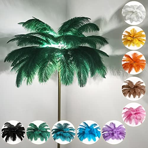 KISFWIU Stehlampe, Federlampe mit 48 natürlichen Straußenfedern 2023 Neue verbesserte Version mit 10 Farben, verlängerte Federn geeignet für Wohnzimmer, Schlafzimmer, Arbeitszimmer, H160cm (Green)