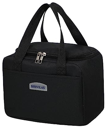 Insulated Lunch Bag Tote Bag for Women Wide Open Insulated Cooler Bag Water-Resistant Thermal Leak-Proof Lunch Organizer for Men Girls Outdoor Picnic Work (BlackSquare)