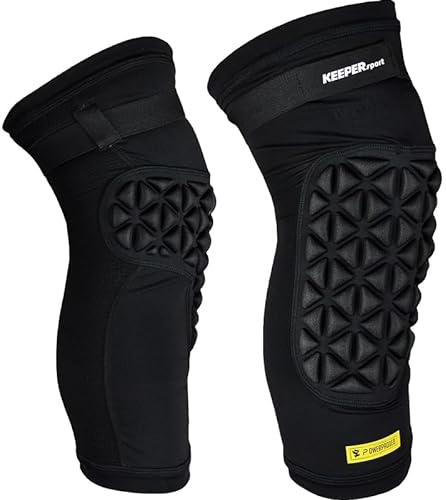 KEEPERsport Knee Guards-Knieschoner – Schutz für alle Sportarten, verstellbare Passform, Stoßdämpfend, rutschfest, Ideal für Fußball, Volleyball, Handball & Outdoor, Unisex, Schwarz, Kinder 128-164