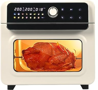 Ometa 28L Air Fryer Oven with Accessories, Toaster Oven Countertop Oven, 16 Cooking Methods, Large Air Fryer with Rotisserie, Bake, Dehydrate, Reheat, Defrost, Dual Zone Cook (Cream Oven)