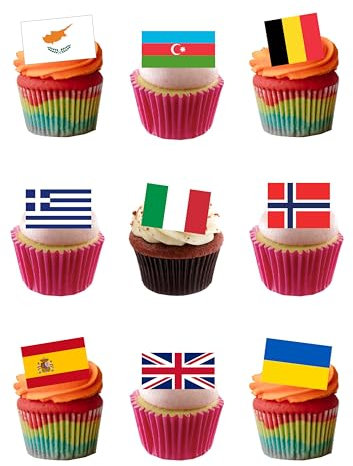 Top That 35 Stand Up Europe European Flags Eurovision Edible Wafer Paper Cake Toppers Decorations