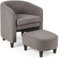 RELAX4LIFE Relaxsessel mit Hocker, Loungesessel mit Ottomane & Rückenlehne, Fernsehsessel mit Fußstütze, Ohrensessel Teddystoff, Gepolsterter Sessel für Wohnzimmer Schlafzimmer (Grau)