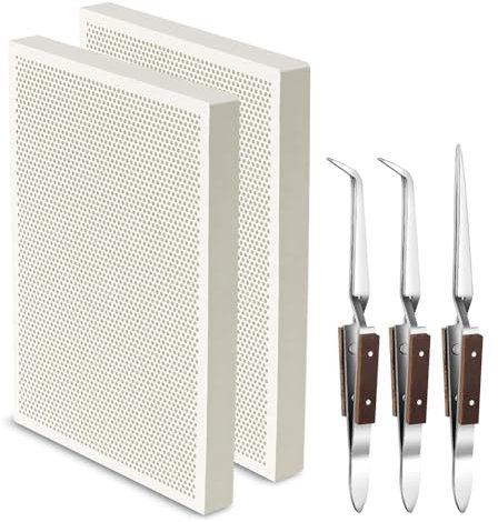 Wyerewel Piastre di saldatura in ceramica con 3 pinzette di saldatura per la creazione di gioielli, 2 pezzi