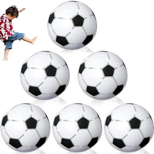 Norhogo 6pcs Wasserball aufblasbar Wasserspielzeug, 30 cm Robuster Aufblasbarer Ball Fußbälle für Kinder Pool Fußball Wasserball für Sommer Strand Schwimmen Pool Sport Spiel Party Supplies Schwarz