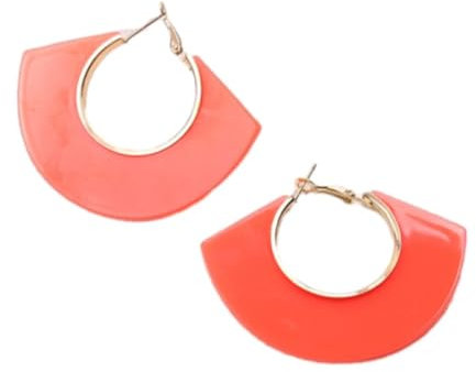 Tesselite Acrylic earrings - fluorescent color geometric hollow fan-shaped acrylic earrings, fashionable and exaggerated women's earrings for daily wear,orange,One size