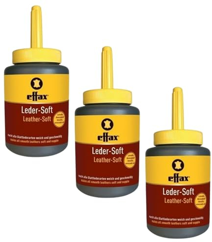 RL24 Effax - Leder-Soft mit Pinsel | Lederöl mit Bienenwachs & Avocadoöl | Lederfett für alle Glattleder | pflegt das Leder & schützt vor Feuchtigkeit | Lederpflege | 3 x 475 ml Flasche (3er Set)