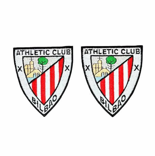 Parche Escudo de Equipo de Fútbol, para Planchar o Coser, 2 Unidades Termoadhesivas de 8cm x 7cm, Bordado, Bilbao